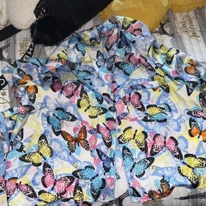 Colorful Butterfly Print silk PJ set
